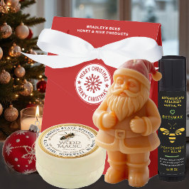 赤い養蜂場のメリークリスマスの白いスノーフレーク フェイバーボックス