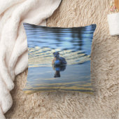 赤い首のグレ水鳥野生生物写真を呼び出す クッション (ブランケット)