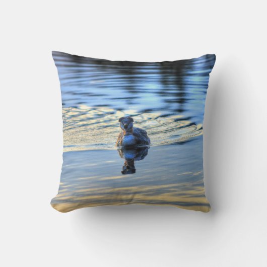 赤い首のグレ水鳥野生生物写真を呼び出す クッション (正面)