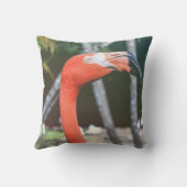 赤い首の長い鳥の写真をクローズアップ クッション (裏面)