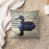 赤い首を持つ野生生物と鳥好きのグレ クッション (ブランケット)