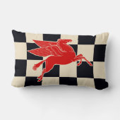 赤い馬の枕の飛行のヴィンテージのチェック模様の旗 ランバークッション (裏面)