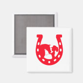 赤い馬蹄形女と馬 マグネット (正面/裏面)