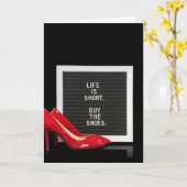 赤い高い靴(掲示板付き) カード (黄色い花)