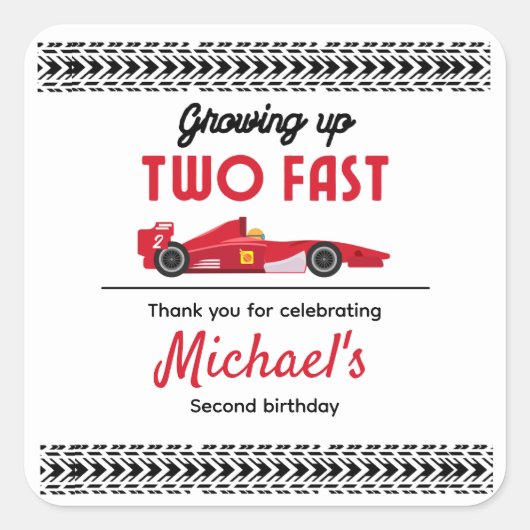 赤い高速レースカーボーイ2ndを育ててくれてありがとう スクエアシール (正面)