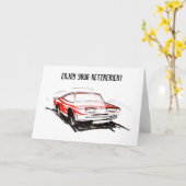 赤い高速車はあなたの退職カードを楽しみます カード (黄色い花)