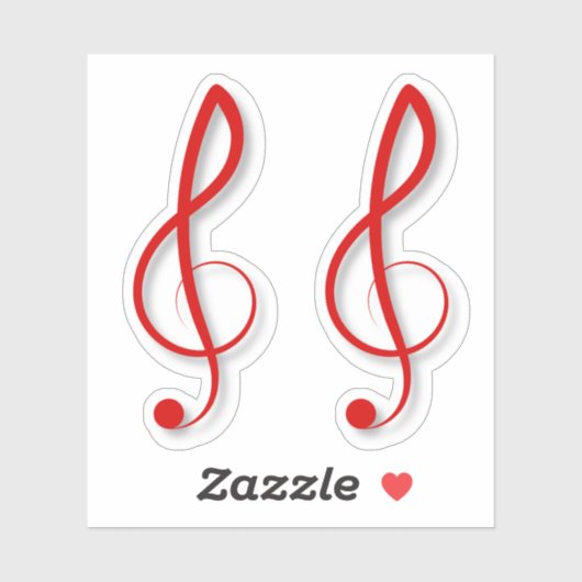 赤い高音クレフ、 音符記号の音楽シンボル シール (シート)
