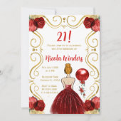 赤い髪のプリンセス 赤いドレス 招待状 (正面)