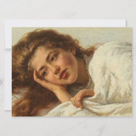 赤い髪のベッドに横たわる美しい少女 カード