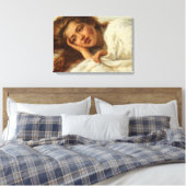 赤い髪のベッドに横たわる美しい少女 キャンバスプリント (インサイチュ (寝室))