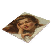 赤い髪のベッドに横たわる美しい少女 タイル (側面)