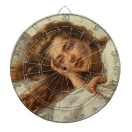 赤い髪のベッドに横たわる美しい少女 ダーツボード