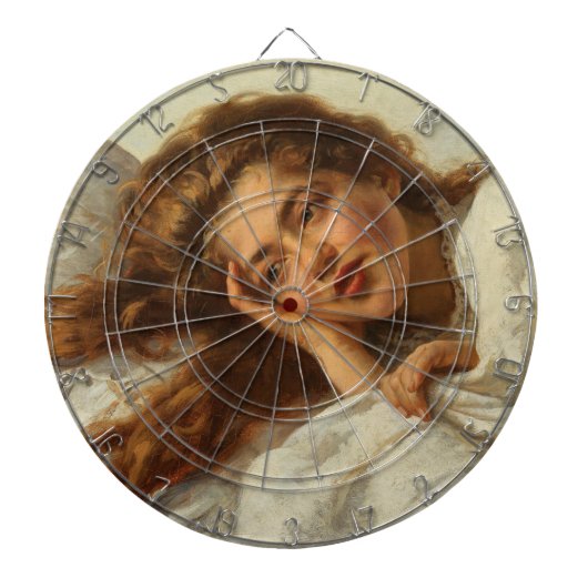 赤い髪のベッドに横たわる美しい少女 ダーツボード (正面)