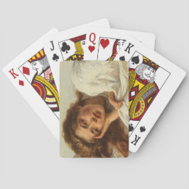 赤い髪のベッドに横たわる美しい少女 トランプ