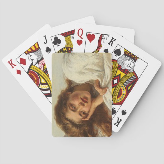 赤い髪のベッドに横たわる美しい少女 トランプ (裏面)