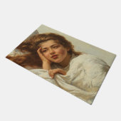 赤い髪のベッドに横たわる美しい少女 ドアマット (アングル)