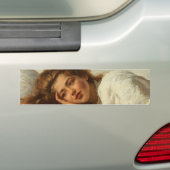 赤い髪のベッドに横たわる美しい少女 バンパーステッカー (車上)