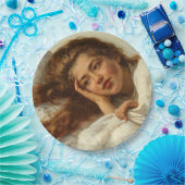 赤い髪のベッドに横たわる美しい少女 ペーパープレート (パーティー)