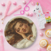 赤い髪のベッドに横たわる美しい少女 ペーパープレート (パーティー)