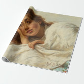 赤い髪のベッドに横たわる美しい少女 ラッピングペーパー (アンロールド)