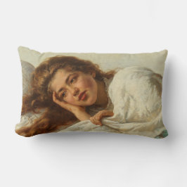 赤い髪のベッドに横たわる美しい少女 ランバークッション