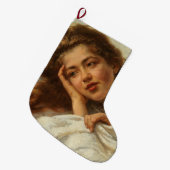 赤い髪のベッドに横たわる美しい少女 ラージクリスマスストッキング (正面 (吊り時))