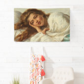 赤い髪のベッドに横たわる美しい少女 横断幕 (インサイチュ)