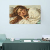 赤い髪のベッドに横たわる美しい少女 横断幕 (トレードショー)