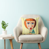 赤い髪の女性の美しいキュービズムを丸める クッション (椅子)