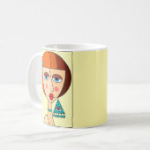 赤い髪の女性の美しいキュービズムを丸める コーヒーマグカップ (正面左)
