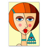 赤い髪の女性の美しいキュービズムを丸める テーブルナンバー (裏面)