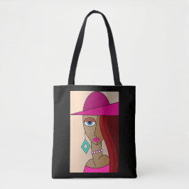 赤い髪の女性の美しいキュービズムを丸める トートバッグ