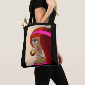 赤い髪の女性の美しいキュービズムを丸める トートバッグ (クローズアップ)