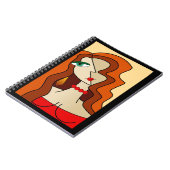 赤い髪の女性の美しいキュービズムを丸める ノートブック (左側)