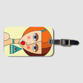 赤い髪の女性の美しいキュービズムを丸める ラゲッジタグ