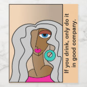 赤い髪の女性の美しいキュービズムを丸める ワインラベル (シングルラベル)