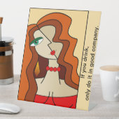 赤い髪の女性の美しいキュービズムを丸める 台座サイン (インサイチュ)