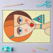 赤い髪の女性の美しいキュービズムを丸める 薄葉紙 (クラフト)