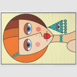 赤い髪の女性の美しいキュービズムを丸める 薄葉紙