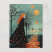 赤い髪の数ヶ月の美しい女性 ポストカード (正面)