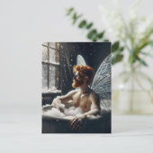 赤い髪の水浴びする中年の妖精 ポストカード (スタンド正面)