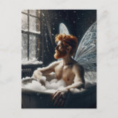 赤い髪の水浴びする中年の妖精 ポストカード (正面)