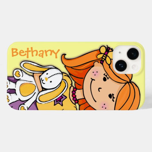 赤い髪を抱えた女の子のウサギのグラフィック Case-Mate iPhoneケース (裏面 (横))