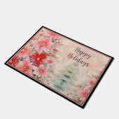 赤い魅力的ピンクの水色ポインセチアの木 ドアマット (アングル)