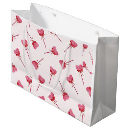 赤い魅力的弓パターンキーチェーン ラージペーパーバッグ