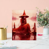 赤い魔女が壊れた桟橋に座る アクリルサイン (ウェディング)