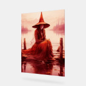 赤い魔女が壊れた桟橋に座る アクリルサイン (傾斜)