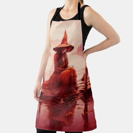 赤い魔女が壊れた桟橋に座る エプロン (インサイチュ)