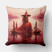赤い魔女が壊れた桟橋に座る クッション (正面)