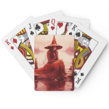 赤い魔女が壊れた桟橋に座る